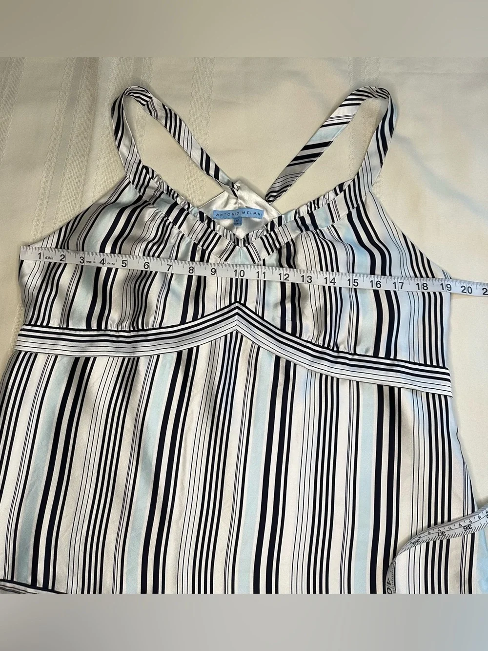 ANTONIO MELANI Silk Top Size 14 Elegant With Crisscross Straps Women’s Top